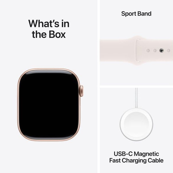 Apple Watch Series 10 46 mm LTE Alu Roségold Sport Weiss M/L