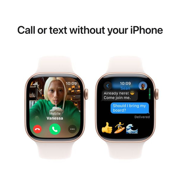 Apple Watch Series 10 46 mm LTE Alu Roségold Sport Weiss M/L