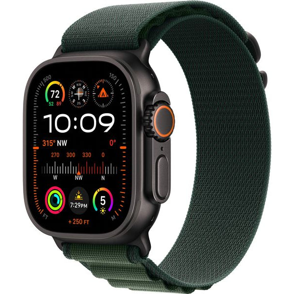 Apple Watch Ultra 2 Black Titanium Alpine Loop Dunkelgrün Small