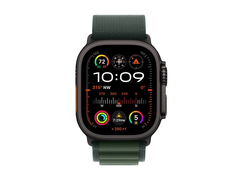 Apple Watch Ultra 2 Black Titanium Alpine Loop Dunkelgrün Medium