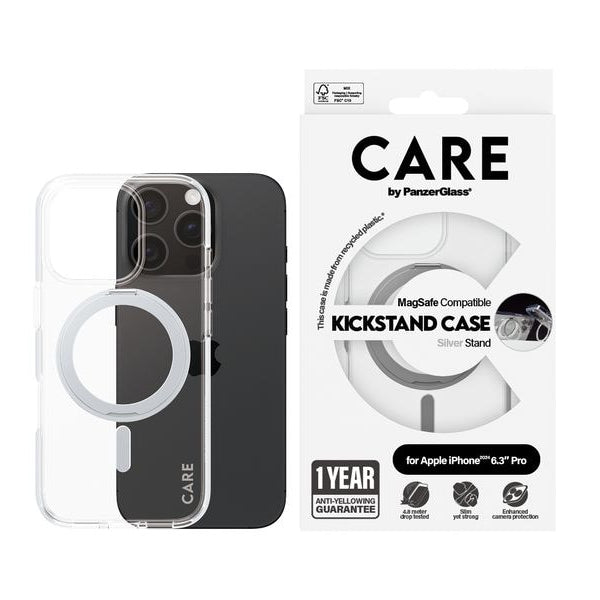 CARE Back Cover Feature Kickstand iPhone 16 Pro Silber