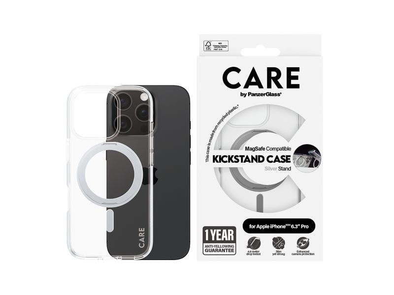 CARE Back Cover Feature Kickstand iPhone 16 Pro Silber