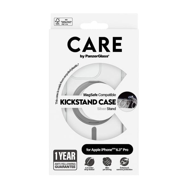 CARE Back Cover Feature Kickstand iPhone 16 Pro Silber