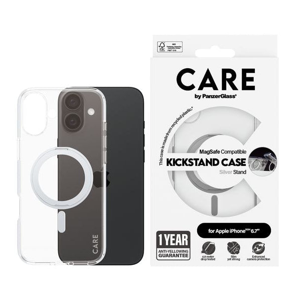 CARE Back Cover Feature Kickstand iPhone 16 Plus Silber