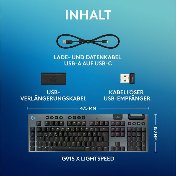 Logitech Gaming-Tastatur G915 X Lightspeed GL Tactile