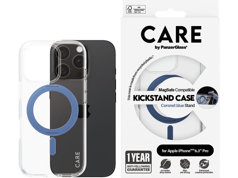 CARE Back Cover Feature Kickstand iPhone 16 Pro Blau