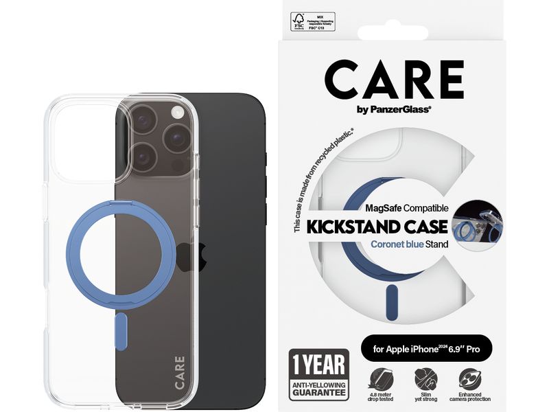 CARE Back Cover Feature Kickstand iPhone 16 Pro Max Blau