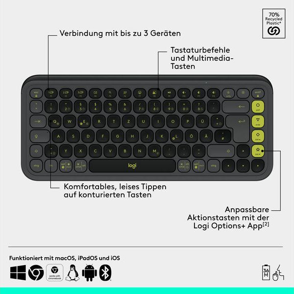 Logitech Tastatur-Maus-Set POP Icon Combo Graphite