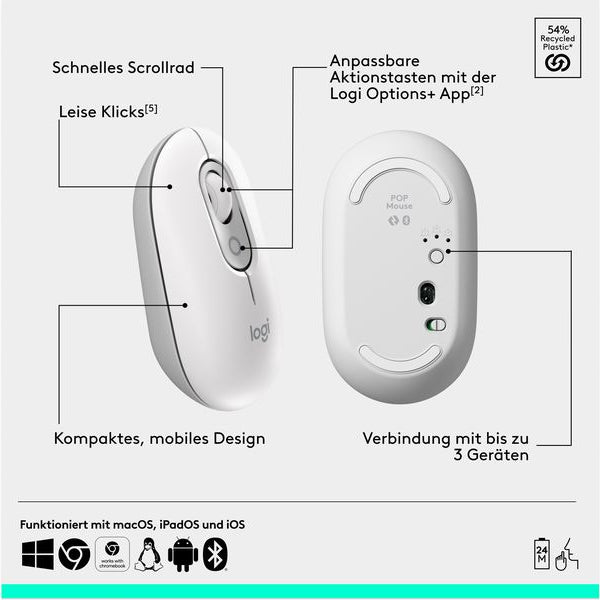 Logitech Tastatur-Maus-Set POP Icon Combo Off-white