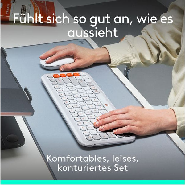 Logitech Tastatur-Maus-Set POP Icon Combo Off-white