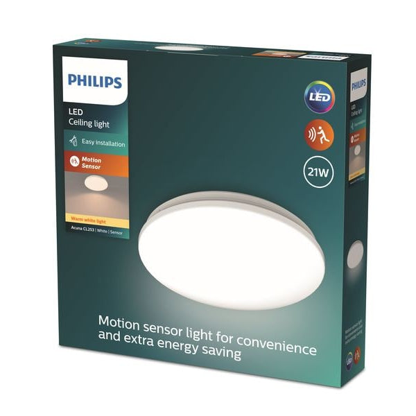 Philips Deckenleuchte Acuna mit Sensor 2700K, 2500 Lumen, Weiss