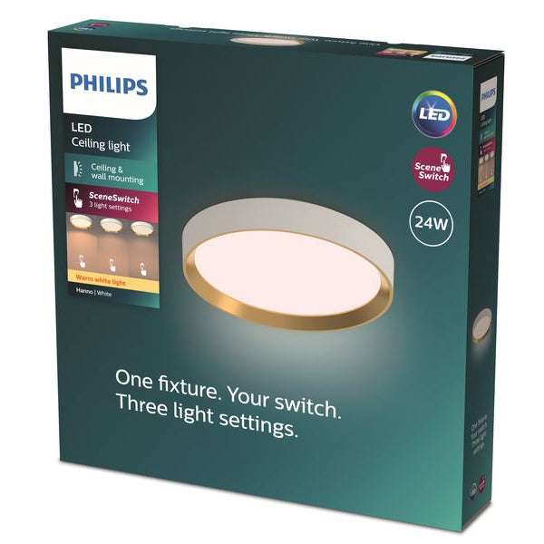 Philips Deckenleuchte Hanno SceneSwitch 2700K, 2700 Lm, Weiss-Gold