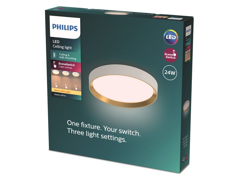 Philips Deckenleuchte Hanno SceneSwitch 2700K, 2700 Lm, Weiss-Gold