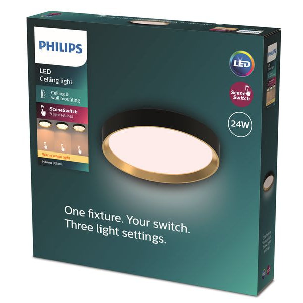 Philips Deckenleuchte Hanno SceneSwitch 2700K, 2700 Lm, Schwarz-Gold