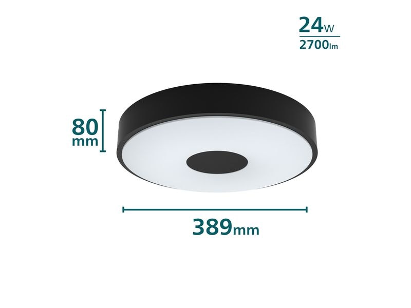 Philips Deckenleuchte Coiner SceneSwitch 2700K, 2700 Lm, Schwarz