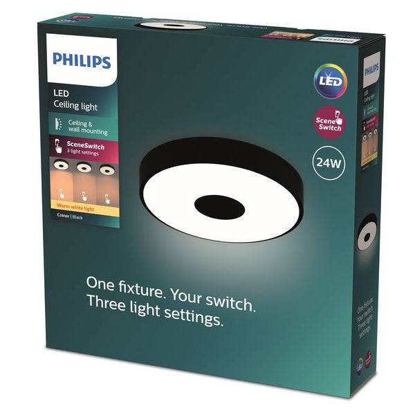 Philips Deckenleuchte Coiner SceneSwitch 2700K, 2700 Lm, Schwarz