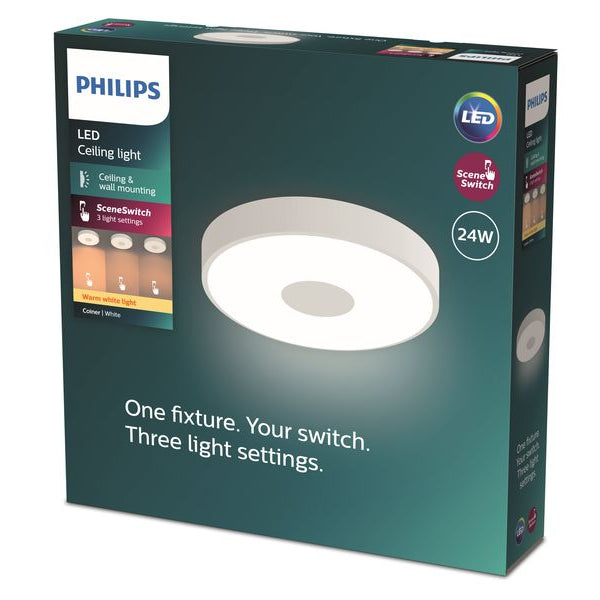 Philips Deckenleuchte Coiner SceneSwitch 2700K, 2700 Lm, Weiss