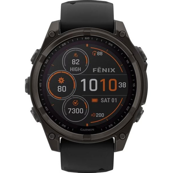 GARMIN Sportuhr Fenix 8 Solar Sapphire, 47 mm Schwarz