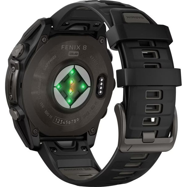 GARMIN Sportuhr Fenix 8 Solar Sapphire, 47 mm Schwarz