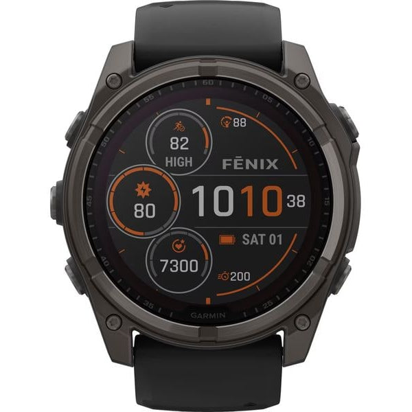 GARMIN Sportuhr Fenix 8 Solar Sapphire, 51 mm Schwarz