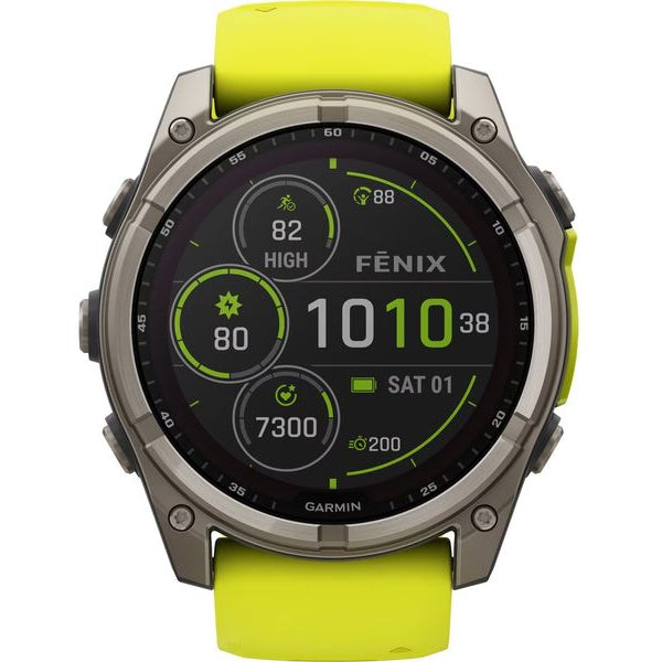 GARMIN Sportuhr Fenix 8 Solar Sapphire, 51 mm Gelb