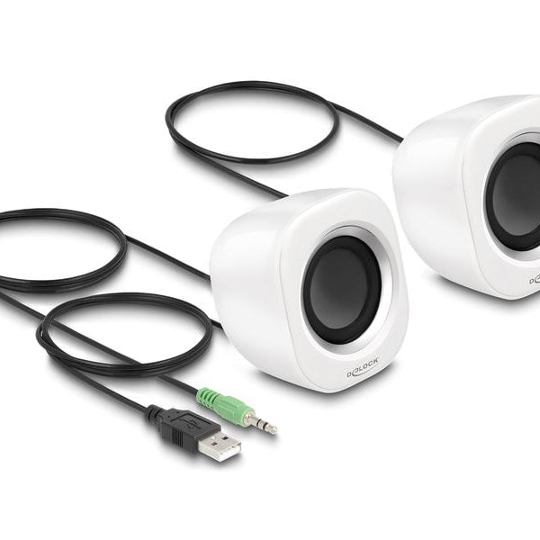 Delock PC-Lautsprecher Mini Stereo 3.5 mm Klinke, USB-Strom Weiss