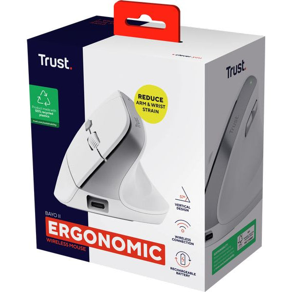 Trust Ergonomische Maus Bayo II Weiss