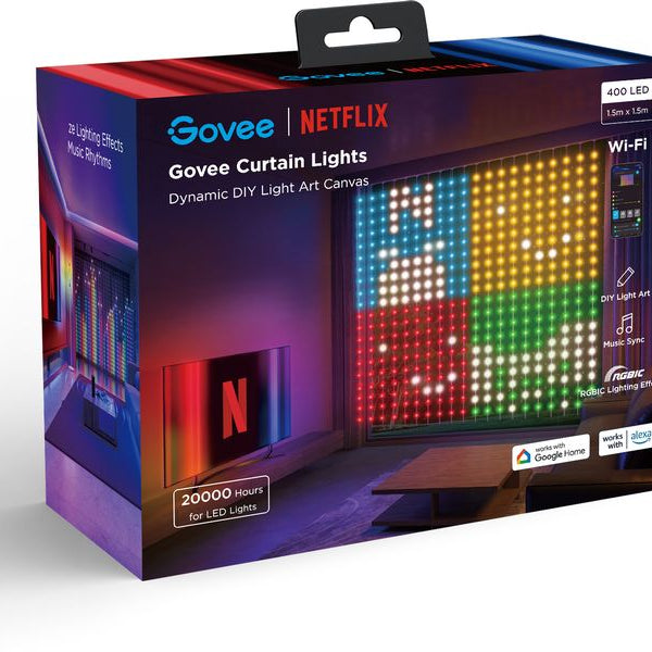 Govee LED-Stripe Curtain Lights RGBIC, 25 Watt, 1.5 x 1.5m