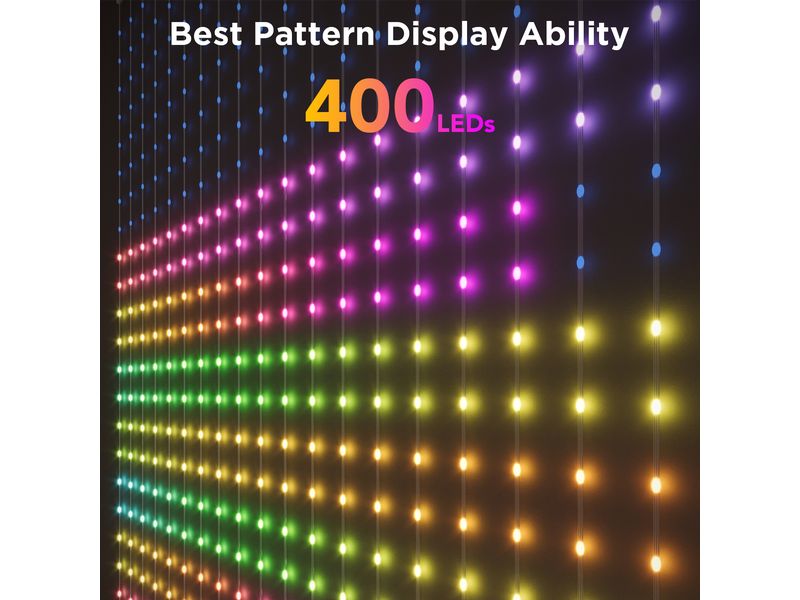 Govee LED-Stripe Curtain Lights RGBIC, 25 Watt, 1.5 x 1.5m