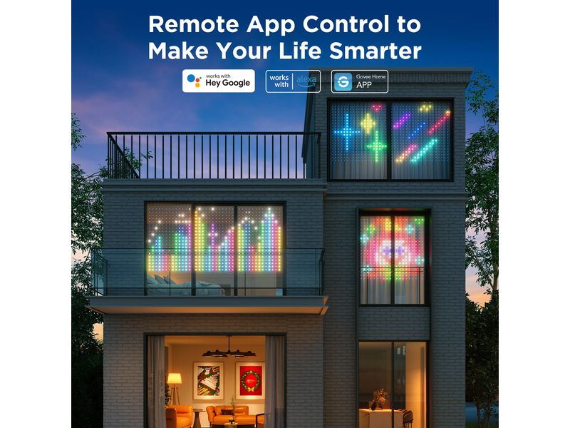 Govee LED-Stripe Curtain Lights RGBIC, 25 Watt, 1.5 x 1.5m