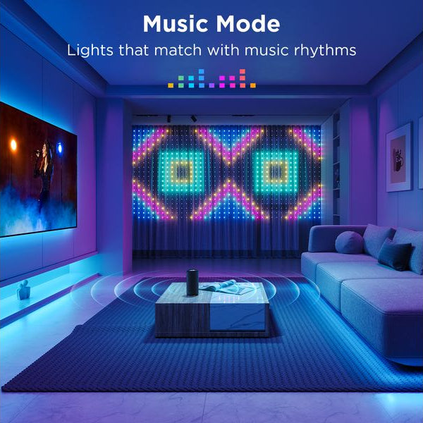 Govee LED-Stripe Curtain Lights RGBIC, 25 Watt, 1.5 x 1.5m