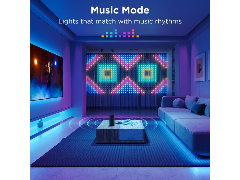 Govee LED-Stripe Curtain Lights RGBIC, 25 Watt, 1.5 x 1.5m