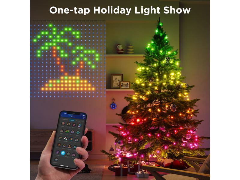 Govee LED-Stripe Curtain Lights RGBIC, 25 Watt, 1.5 x 1.5m