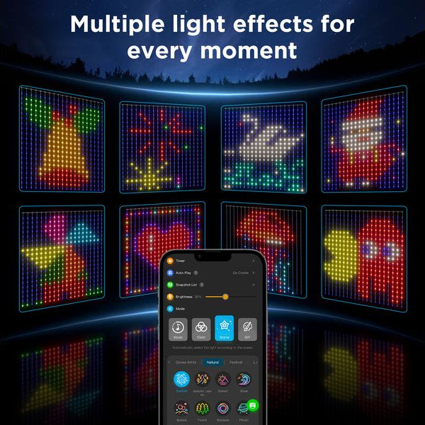 Govee LED-Stripe Curtain Lights RGBIC, 25 Watt, 1.5 x 1.5m