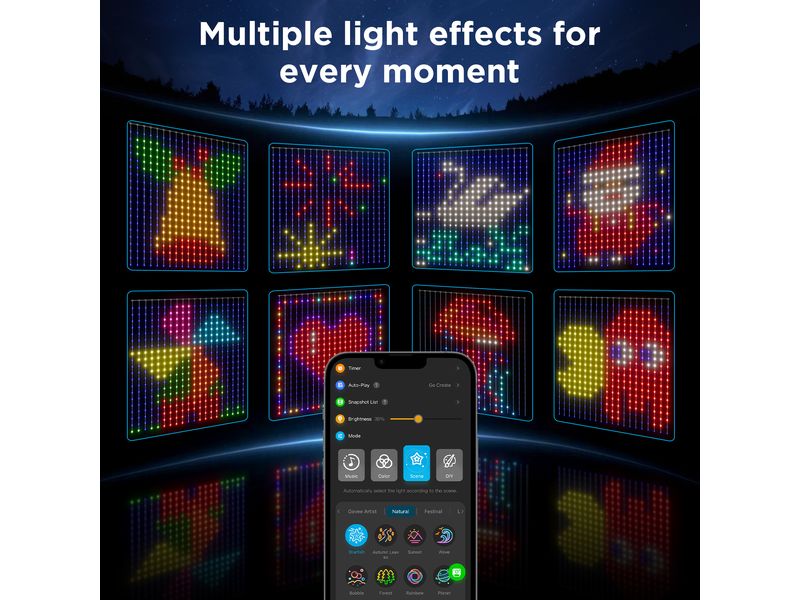 Govee LED-Stripe Curtain Lights RGBIC, 25 Watt, 1.5 x 1.5m