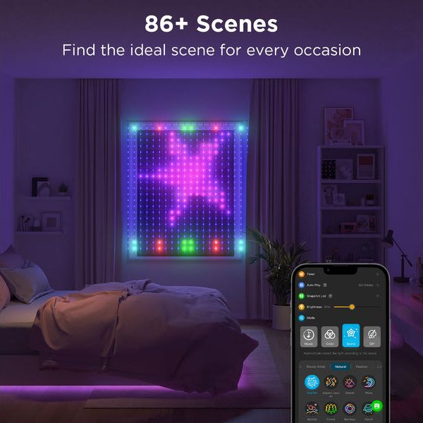 Govee LED-Stripe Curtain Lights RGBIC, 25 Watt, 1.5 x 1.5m
