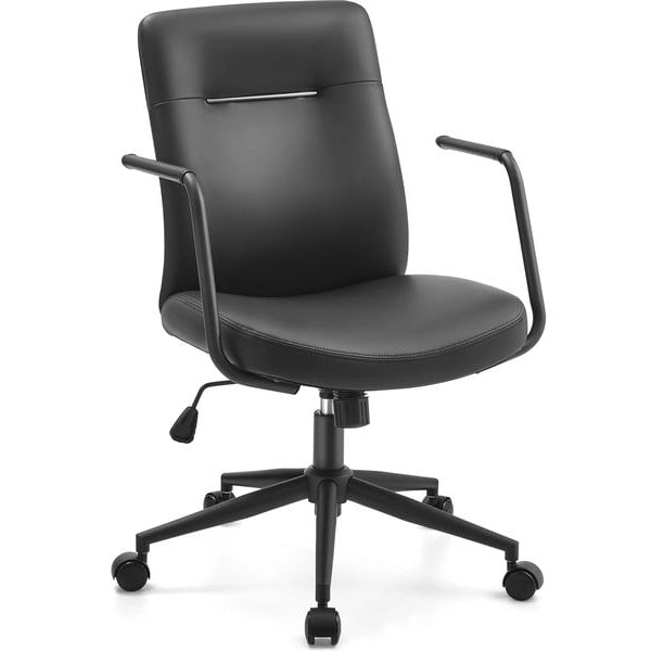 Songmics Bürostuhl mit Polsterrücken und Armlehnen, Schwarz