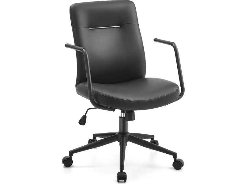 Songmics Bürostuhl mit Polsterrücken und Armlehnen, Schwarz