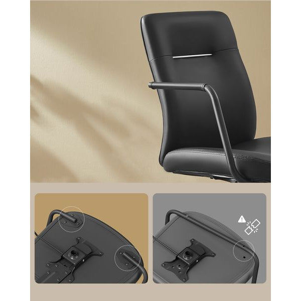 Songmics Bürostuhl mit Polsterrücken und Armlehnen, Schwarz