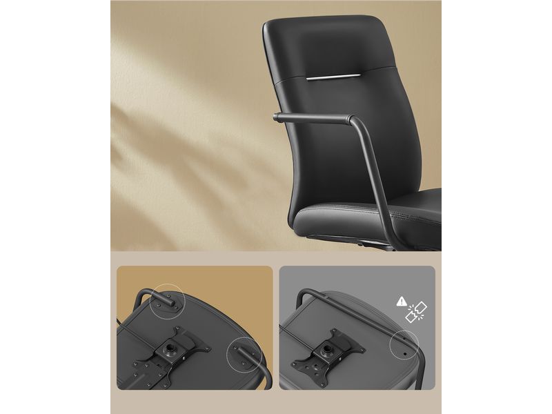 Songmics Bürostuhl mit Polsterrücken und Armlehnen, Schwarz