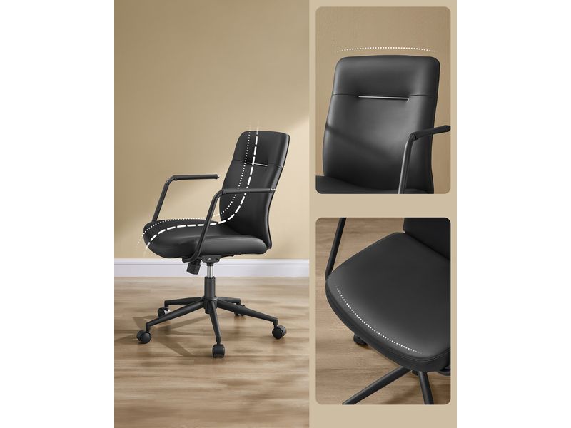 Songmics Bürostuhl mit Polsterrücken und Armlehnen, Schwarz