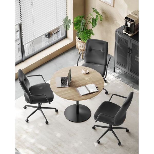 Songmics Bürostuhl mit Polsterrücken und Armlehnen, Schwarz