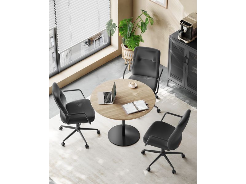 Songmics Bürostuhl mit Polsterrücken und Armlehnen, Schwarz