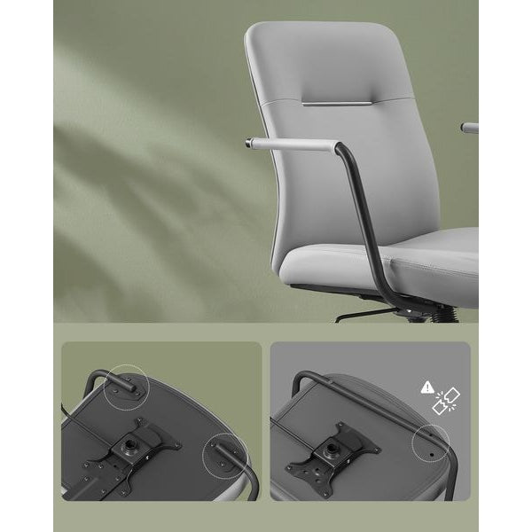 Songmics Bürostuhl mit Polsterrücken und Armlehnen, Grau