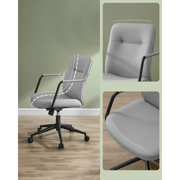 Songmics Bürostuhl mit Polsterrücken und Armlehnen, Grau