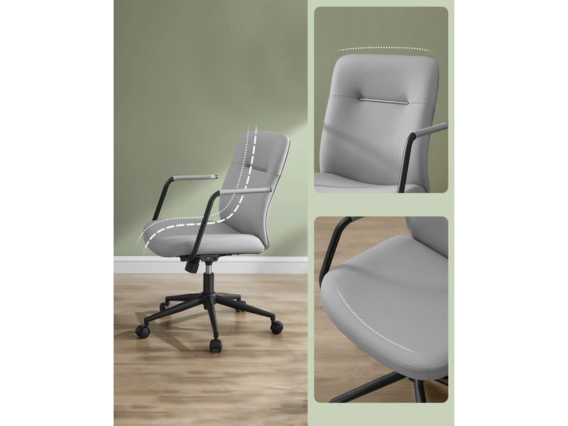 Songmics Bürostuhl mit Polsterrücken und Armlehnen, Grau