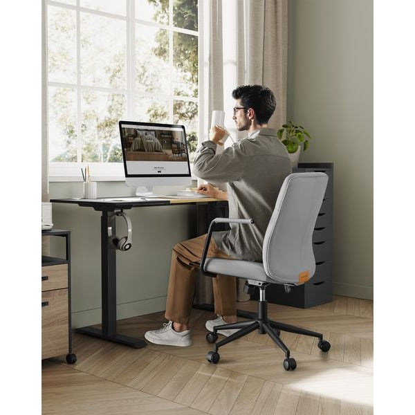 Songmics Bürostuhl mit Polsterrücken und Armlehnen, Grau