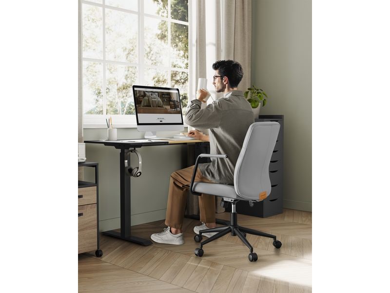 Songmics Bürostuhl mit Polsterrücken und Armlehnen, Grau