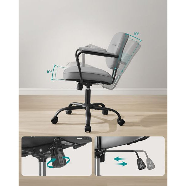 Songmics Bürostuhl mit Polsterrücken und Armlehnen, Grau