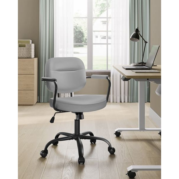 Songmics Bürostuhl mit Polsterrücken und Armlehnen, Grau